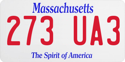 MA license plate 273UA3