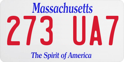 MA license plate 273UA7