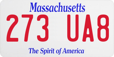 MA license plate 273UA8