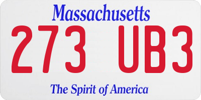 MA license plate 273UB3