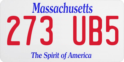 MA license plate 273UB5