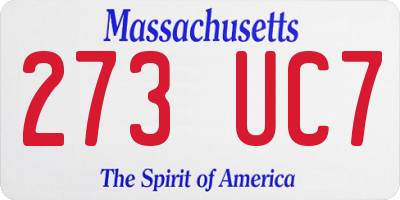 MA license plate 273UC7