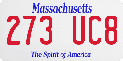 MA license plate 273UC8