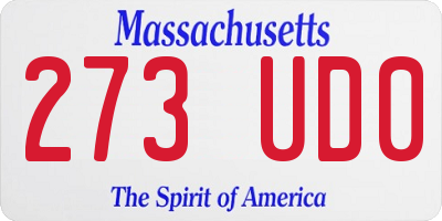 MA license plate 273UD0