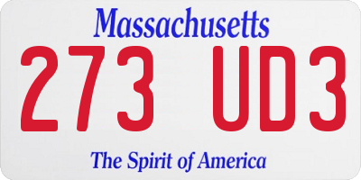 MA license plate 273UD3