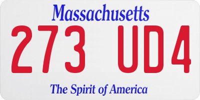 MA license plate 273UD4