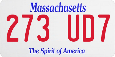 MA license plate 273UD7