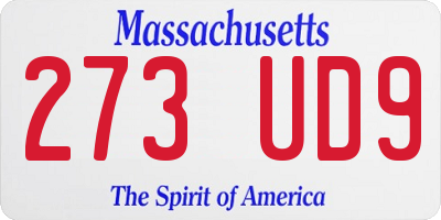 MA license plate 273UD9