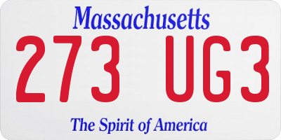 MA license plate 273UG3