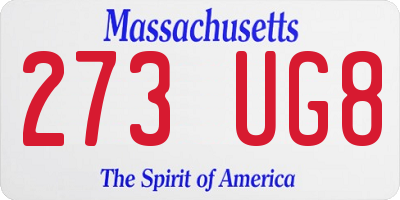 MA license plate 273UG8