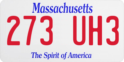 MA license plate 273UH3
