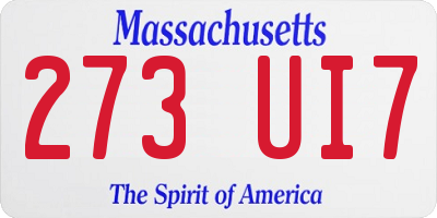 MA license plate 273UI7