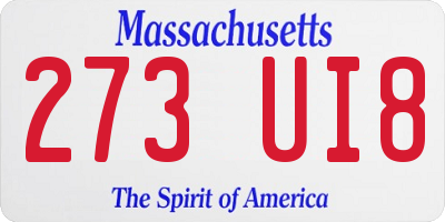 MA license plate 273UI8