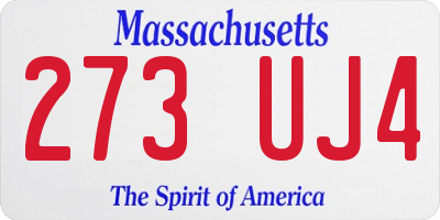MA license plate 273UJ4