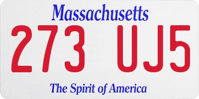 MA license plate 273UJ5