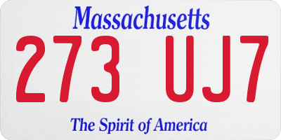 MA license plate 273UJ7