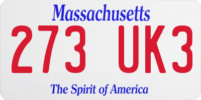 MA license plate 273UK3