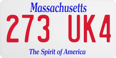 MA license plate 273UK4