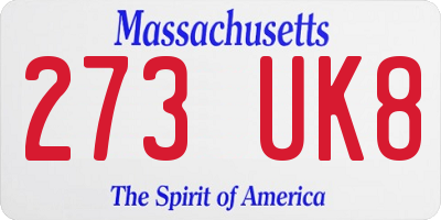 MA license plate 273UK8