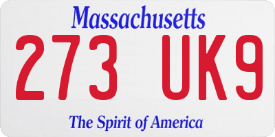 MA license plate 273UK9