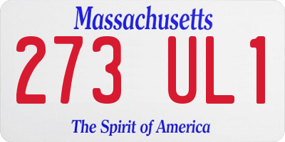 MA license plate 273UL1