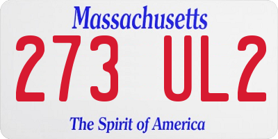MA license plate 273UL2