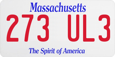 MA license plate 273UL3