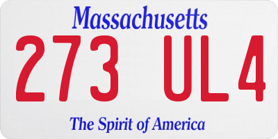 MA license plate 273UL4