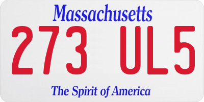 MA license plate 273UL5