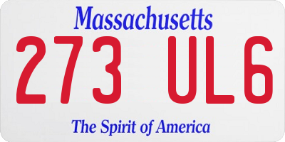 MA license plate 273UL6