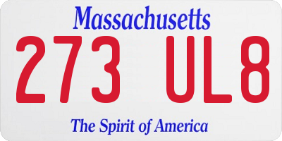 MA license plate 273UL8