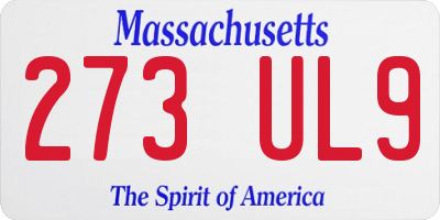 MA license plate 273UL9
