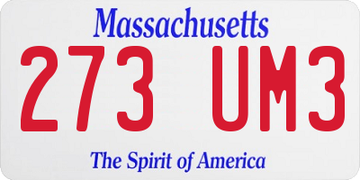 MA license plate 273UM3