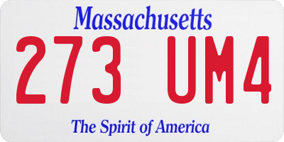MA license plate 273UM4