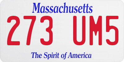 MA license plate 273UM5