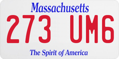 MA license plate 273UM6