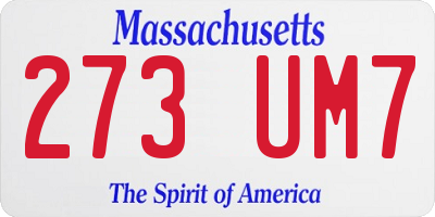 MA license plate 273UM7
