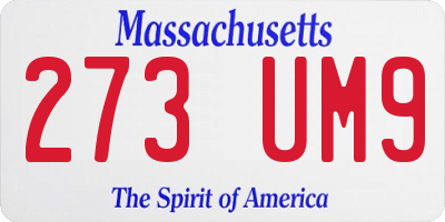 MA license plate 273UM9
