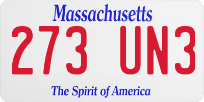 MA license plate 273UN3