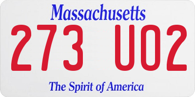 MA license plate 273UO2
