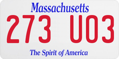 MA license plate 273UO3