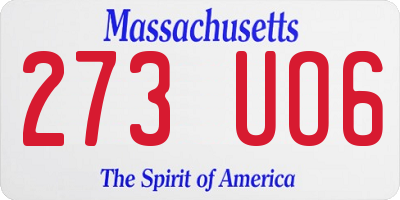 MA license plate 273UO6