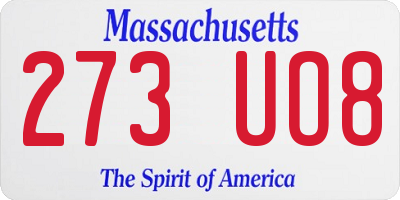 MA license plate 273UO8