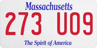 MA license plate 273UO9