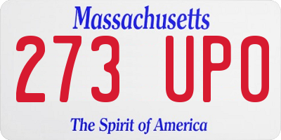 MA license plate 273UP0