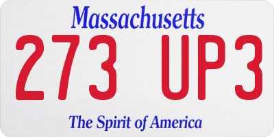 MA license plate 273UP3