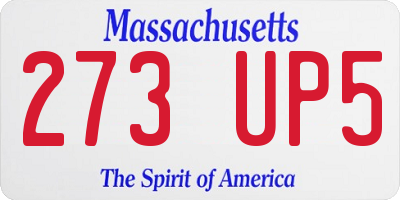 MA license plate 273UP5
