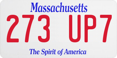 MA license plate 273UP7