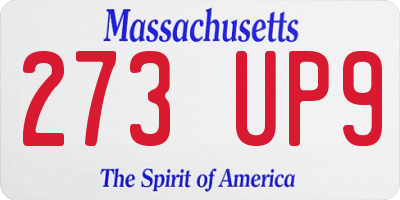 MA license plate 273UP9