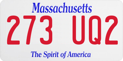 MA license plate 273UQ2